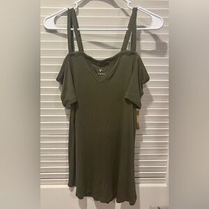 American Eagle Outfitters Olive Green Cold-Shoulder Ribbed Cami Tank